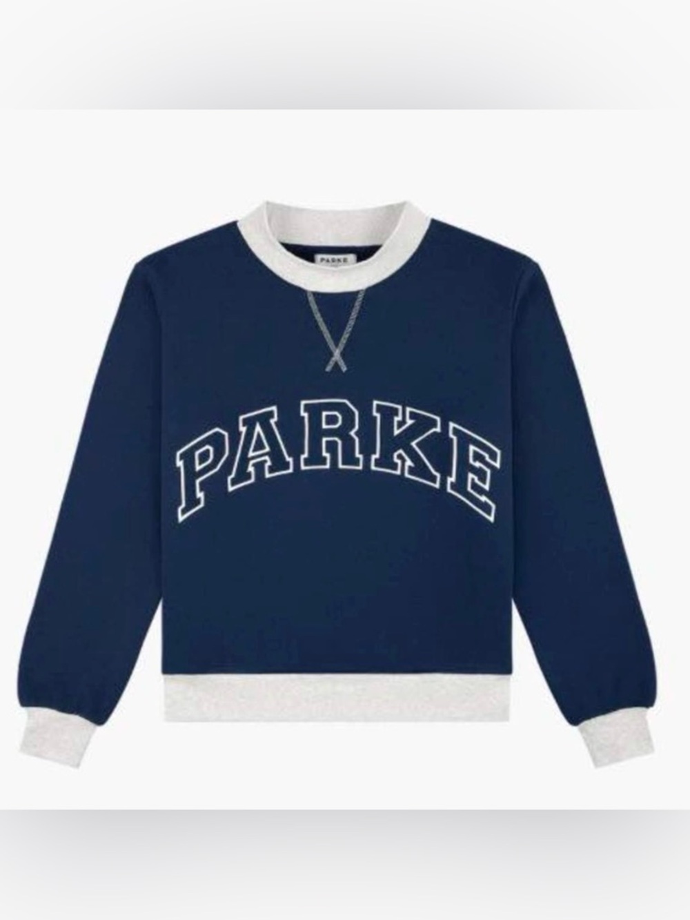 ⭐️PARKE Navy Crewneck Sweatshirt with Contrast White Trim